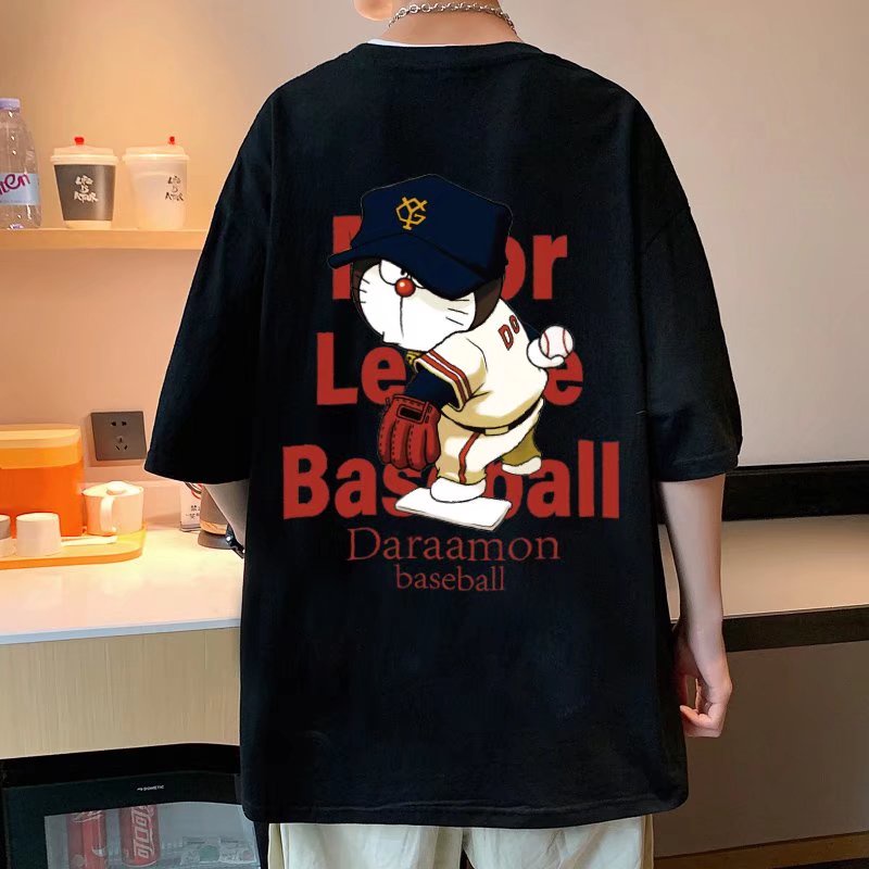Áo Thun Ngắn Tay Oversize In Họa Tiết Doraemon Cá Tính Theo Phong Cách Mùa Hè Dành Cho Nam / Nữ / SIze M-8XL