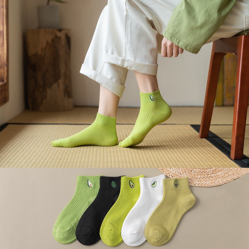 ❤️FREESHIP❤️ Tất - Vớ nữ Bơ Cotton Trơn Ulzzang Cổ Ngắn gân tăm Phong Cách Vintage Hàn Quốc