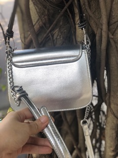Túi xách mini đeo chéo màu bạc