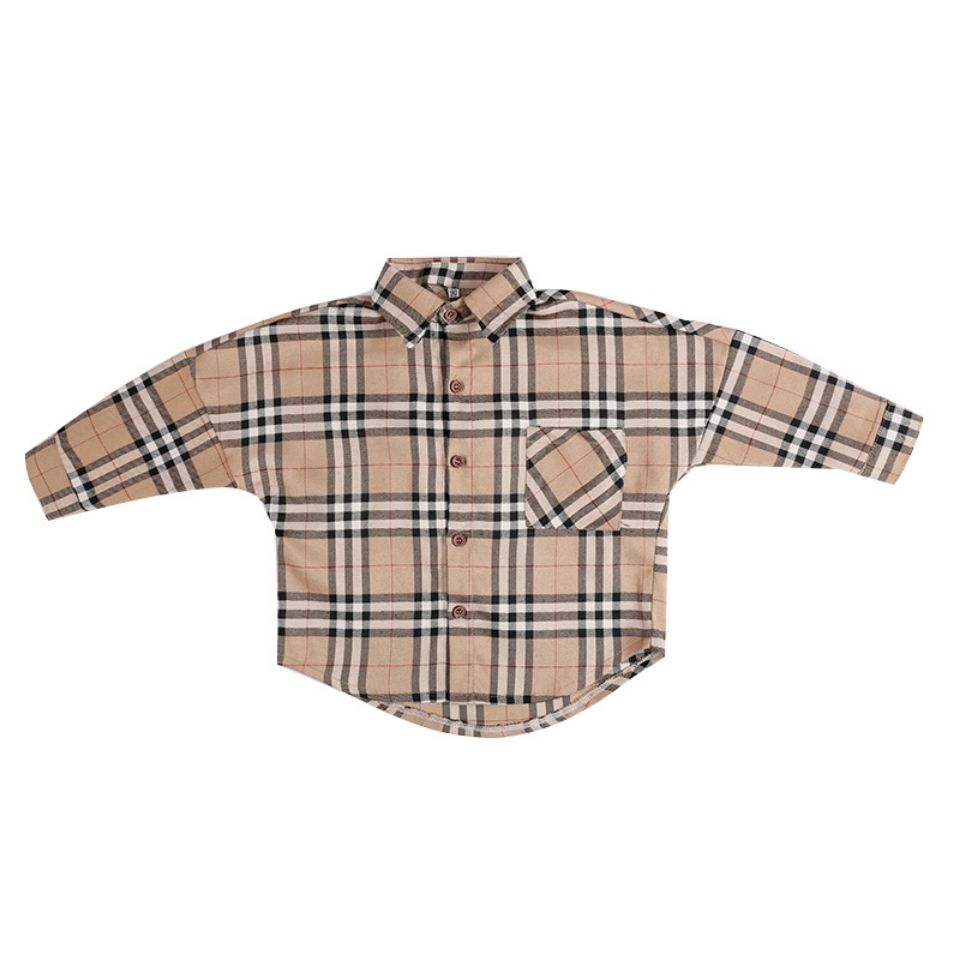 Áo Sơ Mi Tay Dài Vải Cotton Kẻ Sọc Kiểu Phương Tây Xinh Xắn Cho Bé Gái