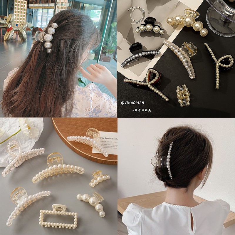 Kẹp tóc đính ngọc trai giả phong cách thời trang Hàn Quốc thanh lịch cho nữ