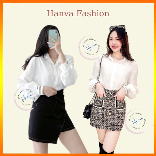 Áo Sơ Mi Nữ Oversize Tay Chữ Dáng Rộng Tay Phồng Điệu Đà Nữ Tính Hanva