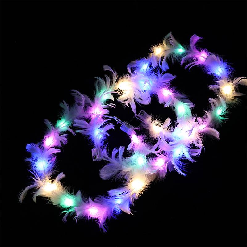 Đèn led hình đũa phép/vòng hoa đính lông vũ hóa trang lễ halloween làm quà tặng cho nữ