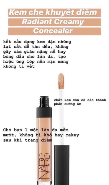 Che khuyết điểm Nars Radiant Creamy Concealer Fullsize Fullbox Vanilla