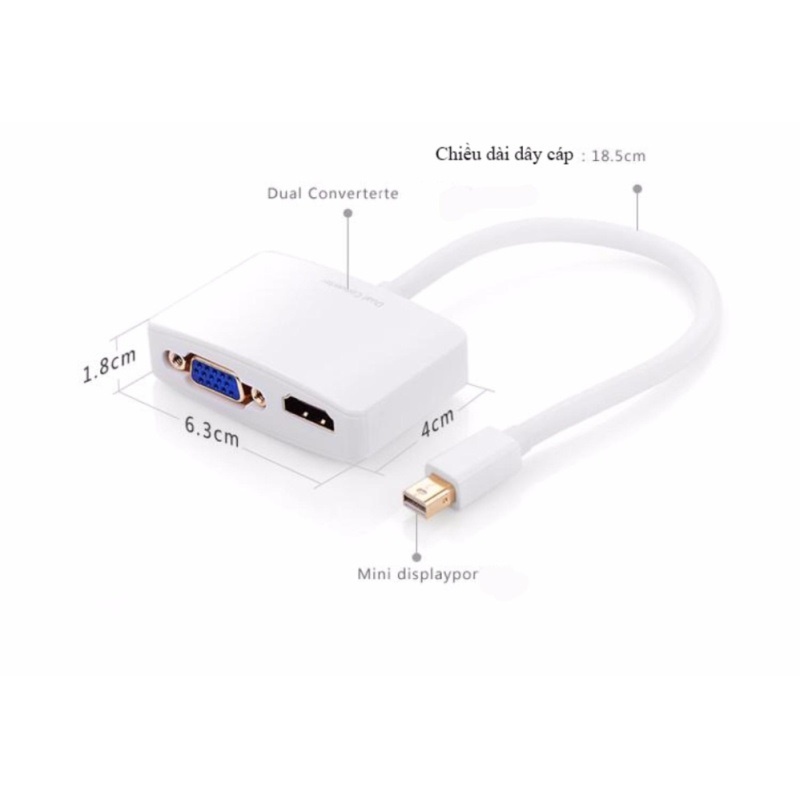 Bộ chuyển Mini Displayport to VGA/HDMI Adapter Ugreen (Trắng)