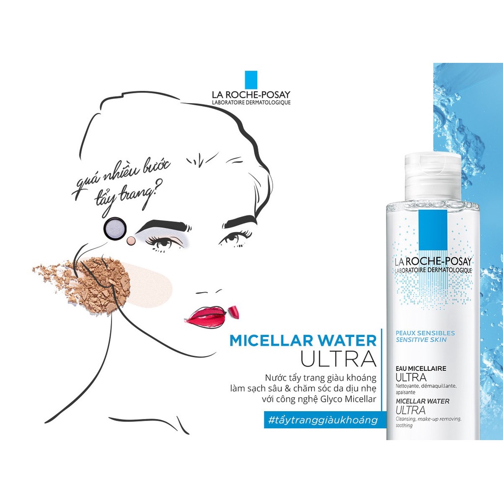 Nước tẩy trang La Roche Posay 400ml - Tẩy trang La Roche Posay Effaclar Micellar Water Sensitive Skin cho da nhạy cảm