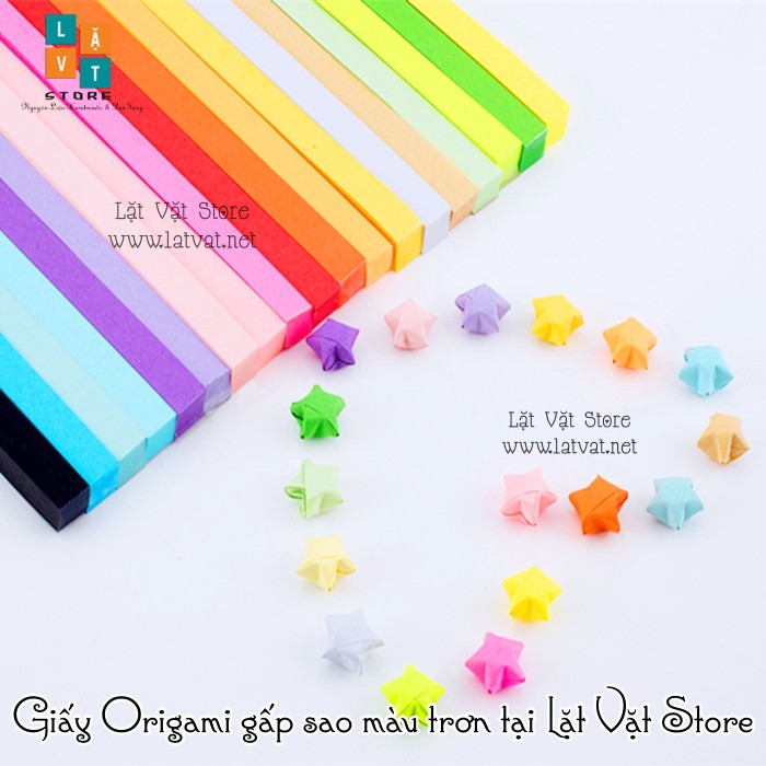 Mới giấy gấp sao màu đơn sắc nhiều màu - origami star paper - ảnh sản phẩm 4
