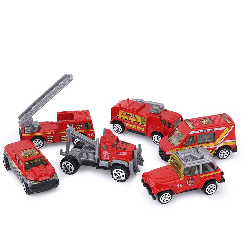 Set 6 xe cứu hỏa đồ chơi mini tỉ lệ 1/64 cho bé