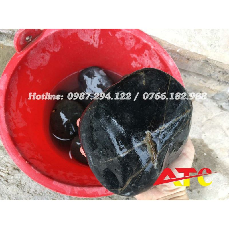 Sỏi cuội đen tự nhiên kích thước 6-10cm