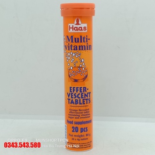 Viên Sủi Multi-Vitamin Effer-Vescent Tablets Haas hương Cam 20 Viên