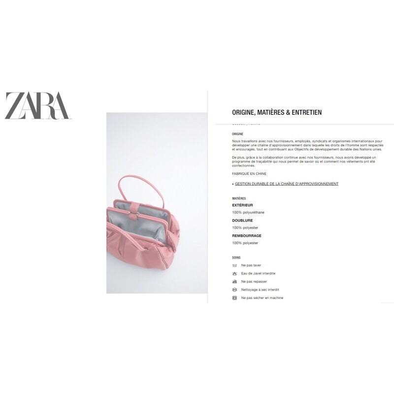 Túi xách hồng cho nữ hàng Zara Auth