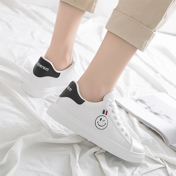 giày sneaker Hàn quốc nữ mặt cười gót 3 màu