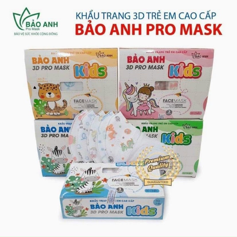 khẩu trang 3D Bảo anh dành cho bé từ 5-10 tuổi .