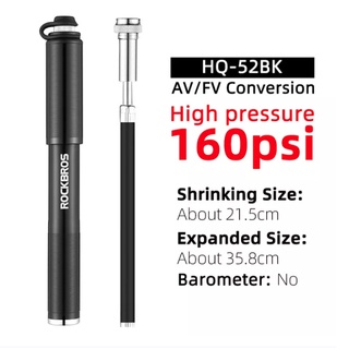  Bơm xe đạp mini áp suất 160 PSI Rockbros chất liêu CNC siêu bền 