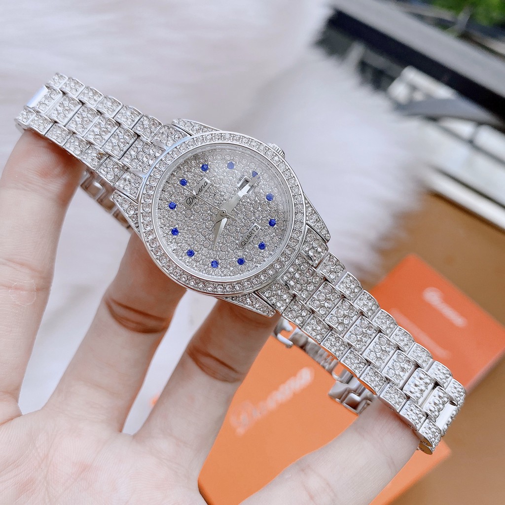 Đồng Hồ Nữ Davena Full Đá Silver D61669 31mm Authentic