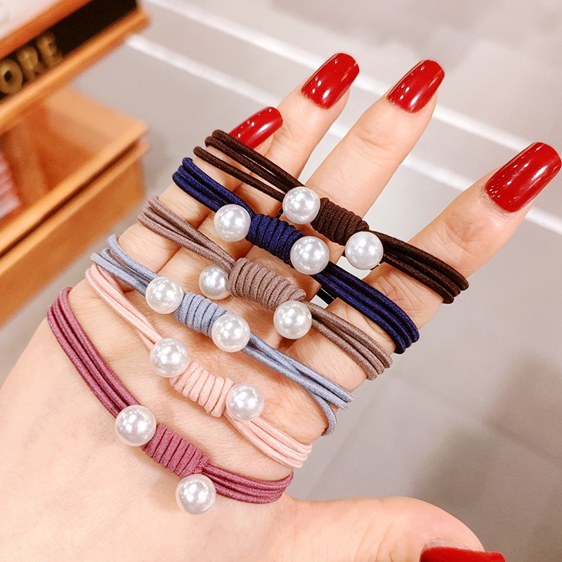 1 Dây Buộc Tóc Nylon Đính Ngọc Trai Giả Thời Trang Nữ