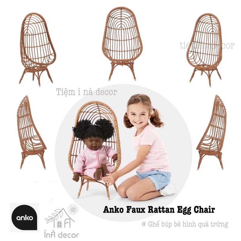 Đồ chơi GHẾ BÚP BÊ hình quả trứng 55cm - Hàng Vnxk nguyên hộp - Quà tặng cho bé - Phụ kiện chụp ảnh - Ghế Mây