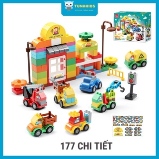 Đồ chơi lego xếp hình 105-177 chi tiết cỡ lớn kèm 2 đế cho bé trai bé gái lắp ghép mô hình thành phố