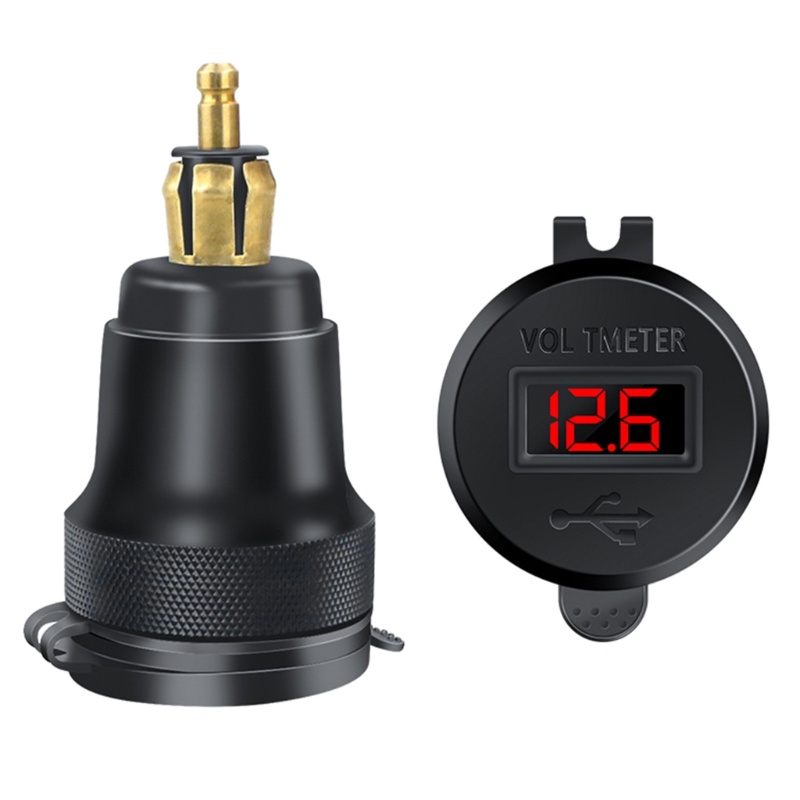 Công Tắc Sạc Điện Thoại GPS Hai Cổng USB 12V 24V Gắn Tay Lái Xe Máy