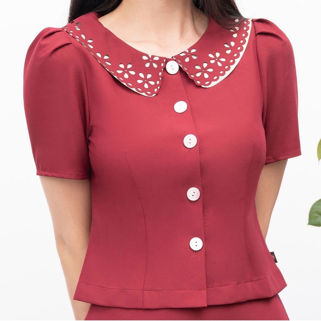 Set Áo Váy Nữ NK Fashion Thiết Kế Cổ Laze Kết Hợp Chân Xòe Chất Vải Nhập Hàn NKBD2203009