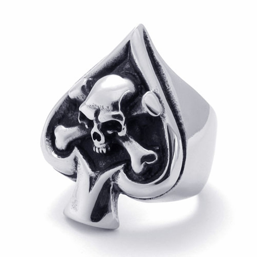 Nhẫn Thời Trang Khắc Hình Đầu Lâu Bằng Thép Không Gỉ Phong Cách Gothic Cổ Điển Cho Nam Giới