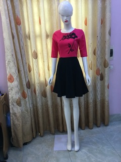 (đã cập nhật)Váy liền thêu hoa công sở M14