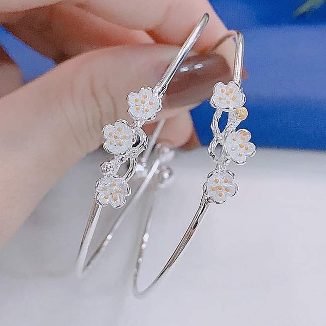 Vòng tay bạc Vòng Hoa Anh Đào nhỏ bạc ta free size