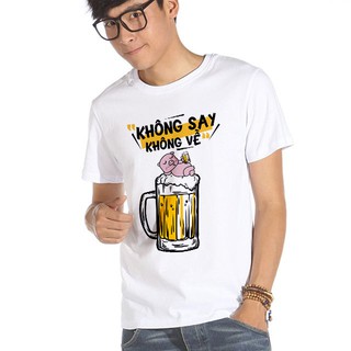 Áo Thun In Hình Dễ Thương không Say Không Về Ngắn Tay Cổ Tròn