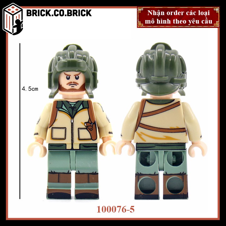 Phụ kiện MOC Army- Lính Mỹ- Đồ chơi lắp ráp minifig và non-lego mô hình sáng tạo trang trí quân đội- 100076-3-4-5-6