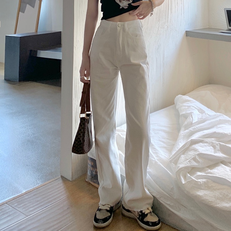 (ORDER TAOBAO) QUẦN JEAN NỮ DÁNG SUÔNG MÀU TRẮNG, HỒNG