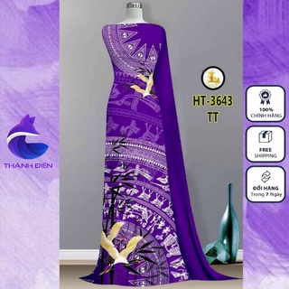 Vải áo dài lụa 3D Thánh Điển thời trang nữ cao cấp may áo dài họa tiết hoa văn trống đồng chân đồng phục mana
