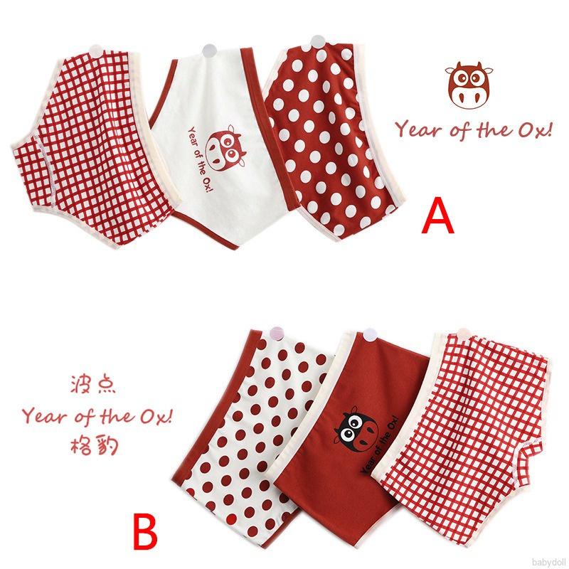 Bộ 3 Quần Lót Boxer Cotton Thoáng Khí In Họa Tiết Hoạt Hình Dễ Thương Cho Bé Gái 1-6 Tuổi