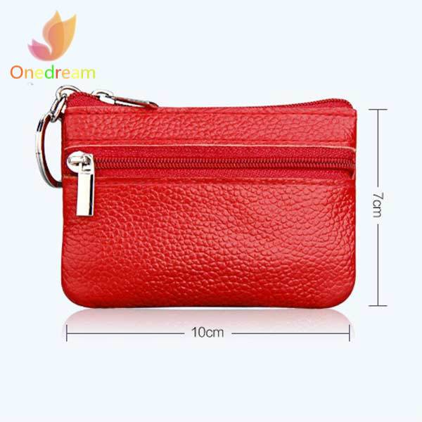 Ví da mini gắn móc khóa thanh lịch cho nữ
