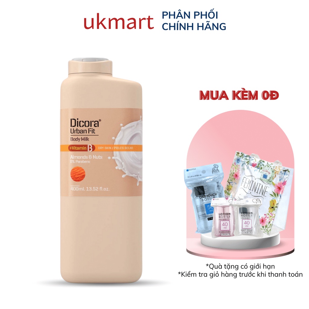 Sữa Dưỡng Thể Dicora Urban Fit Vitamin B Hạnh nhân & Các Loại Hạt Body Milk 400ml