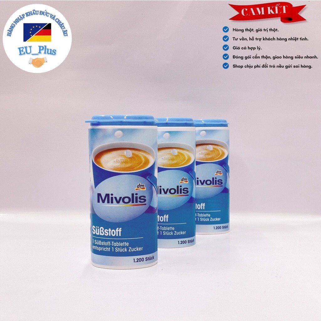 Đường ăn kiêng Mivolis nội địa Đức 1200 viên 72g (date 3.2024)