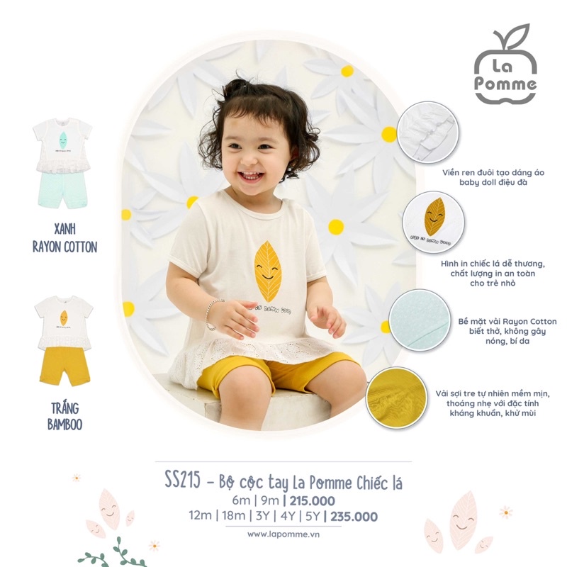 Bộ cộc tay La pomme chiếc lá bé gái 6m-5y