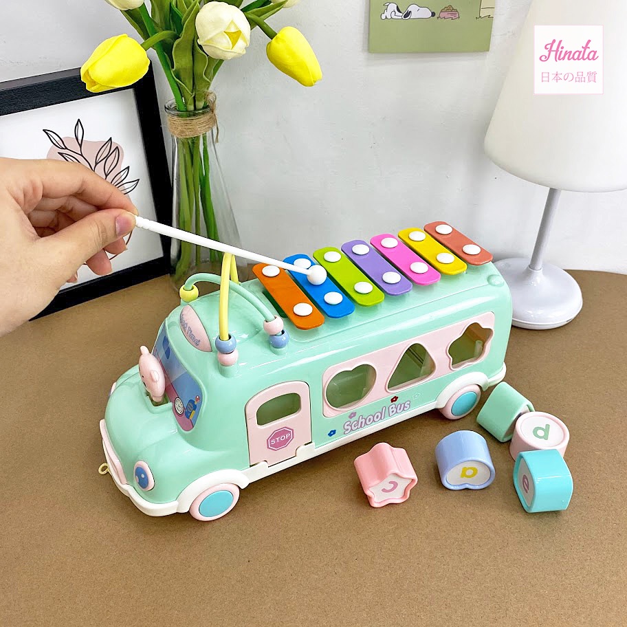 Xe buýt Piano 7 nốt nhạc HINATA - Bé tập lắp ráp khối hình học DC55