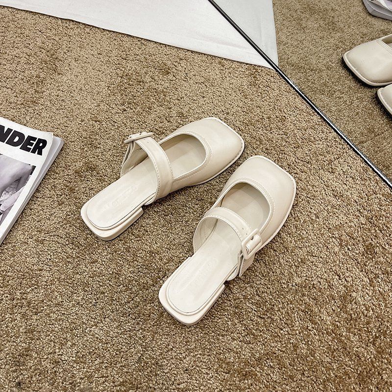 Dép Nữ Bít Mũi Màu Trắng Thời Trang Hè 2021 Cho Phụ Nữ