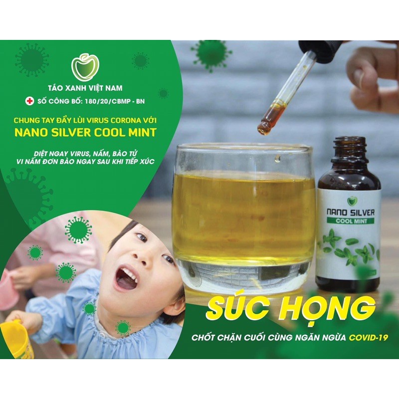 [Chính hãng] Nano bạc làm sạch ❤Tai Mũi Họng❤️Nano Silver Cool Mint 30ml, Mua 2 chai tặng 1 lọ xịt