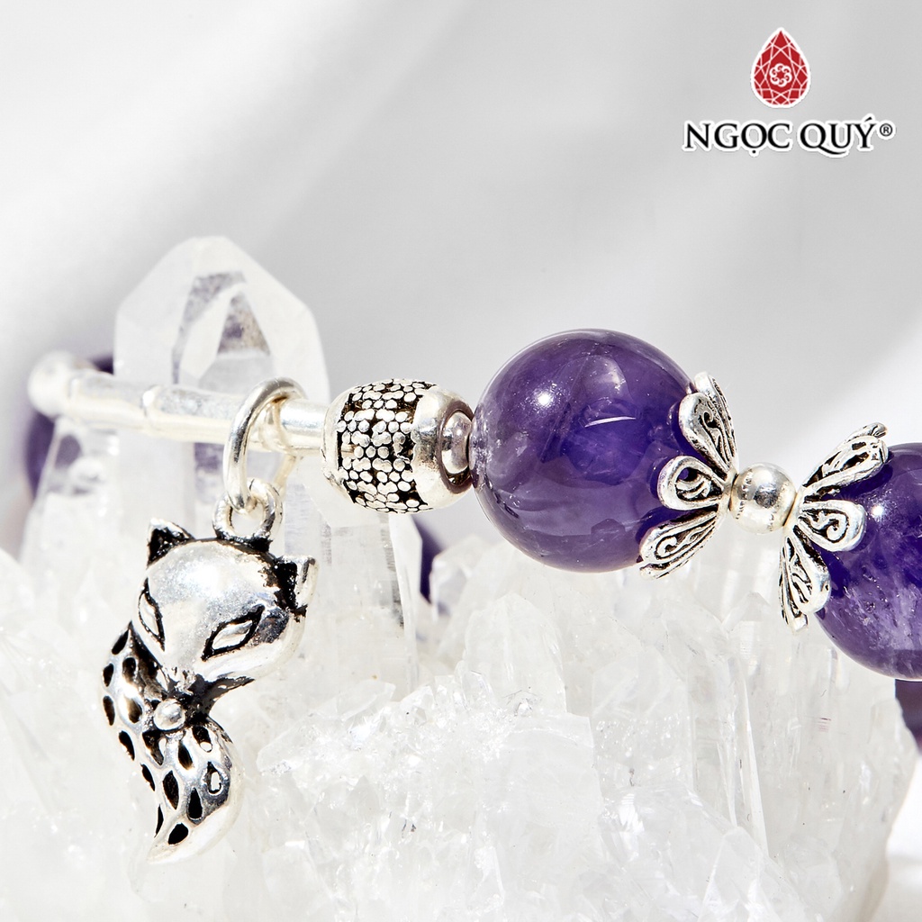 Vòng tay TA tím phối charm hồ ly - Ngọc Quý