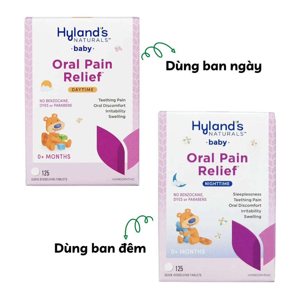 Viên ngậm giảm đau họng, đau răng miệng cho bé Hyland's Baby Oral Pain Relief 125 viên.