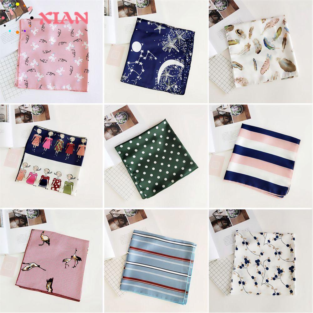 Khăn quàng cổ vuông kiêm băng đô bằng lụa satin phong cách cổ điển thời trang mùa hè tinh tế cho nữ