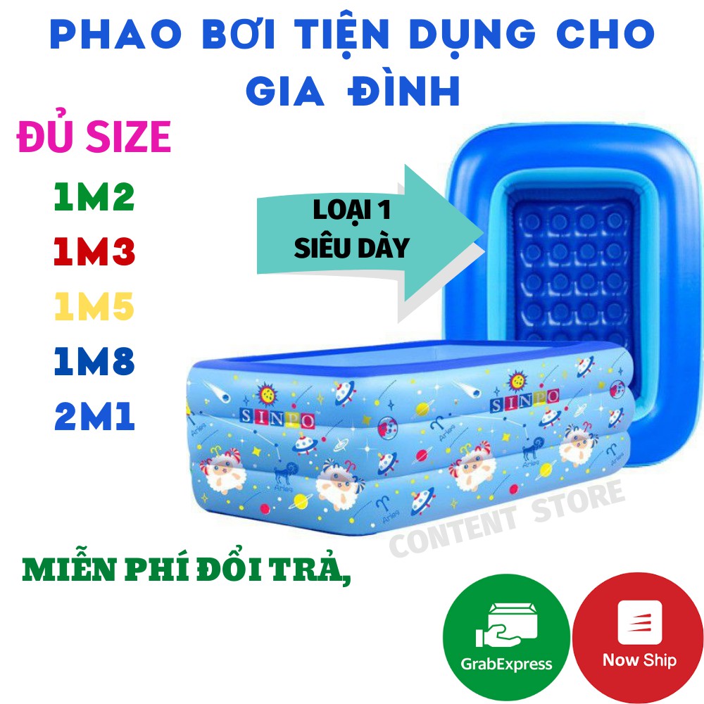 Bể Bơi 3 Tầng Cho Bé, Hàng Loại 1 Dày Dặn Có Đáy Chống Trượt, An Toàn Khi Sử Dụng - Full Size 1m2 - 2m1