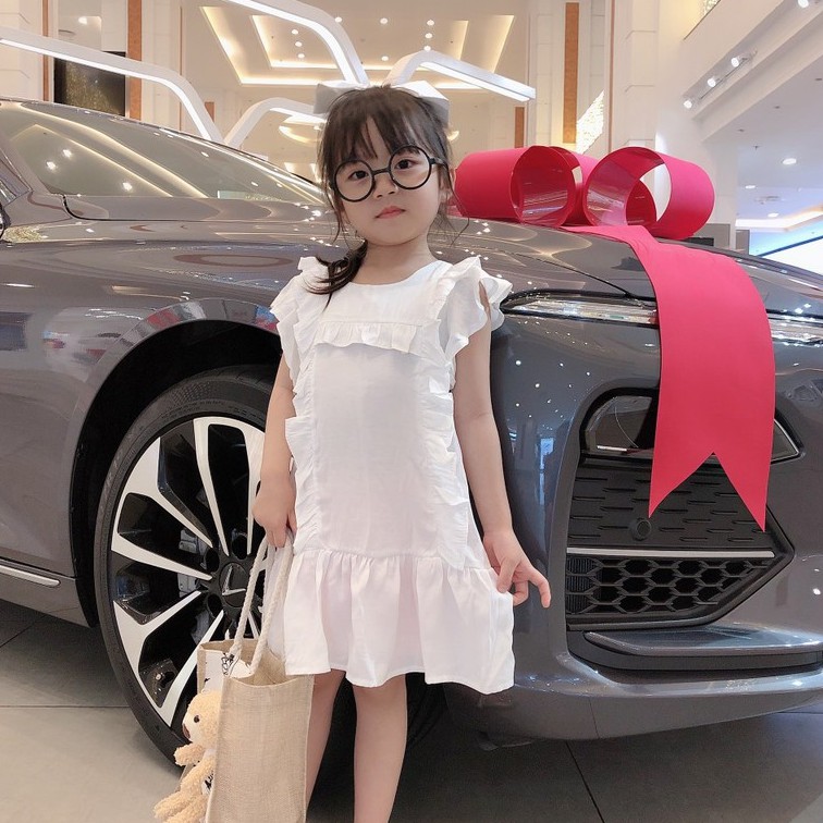 Váy cho bé váy đũi bé gái viền bèo điệu đà/ váy hè bé gái