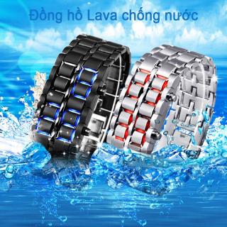 Phiên bản thời trang của đồng hồ điện tử LED sáng tạo, đồng hồ lava thép không gỉ lava Đồng hồ điện tử chống nước SB