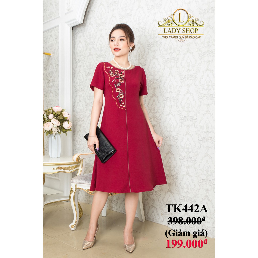 Đầm trung niên cao cấp Ladyshop đầm đũi lụa dáng xòe TK442 (có ảnh khách mặc ở cuối) | BigBuy360 - bigbuy360.vn