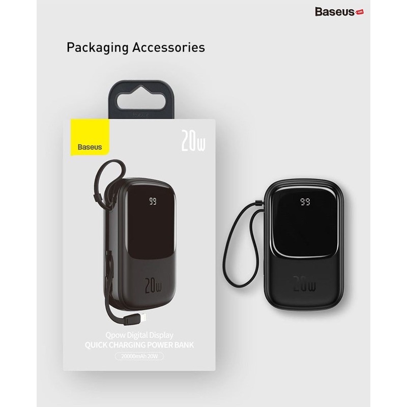 Pin sạc dự phòng Baseus Qpow Digital Display quick charging power bank 20000mAh 20W