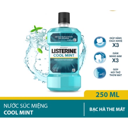 Nước Súc Miệng Listerine Diệt Khuẩn, Giữ Hơi Thở Thơm Mát Listerine Coolmint Mouthwash 750ml