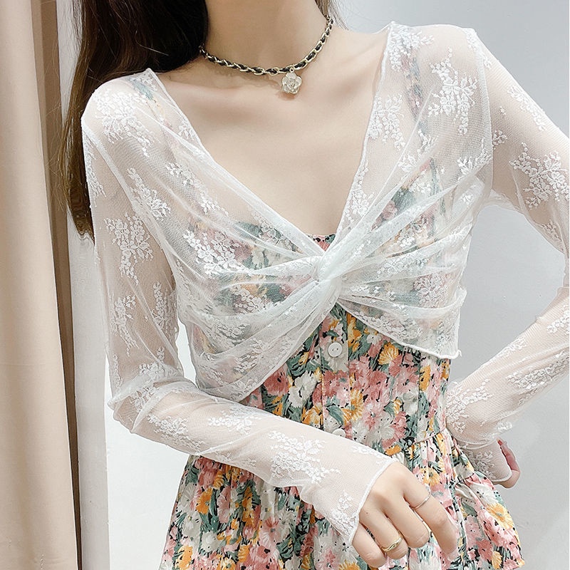 Áo Khoác Sơ Mi Chống Nắng Cổ Chữ v Vải Lưới Mỏng Thời Trang