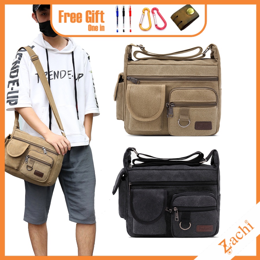 [Zachi] Túi đeo chéo nam vải bố canvas bền bỉ phong cách unisex Hàn Quốc T68